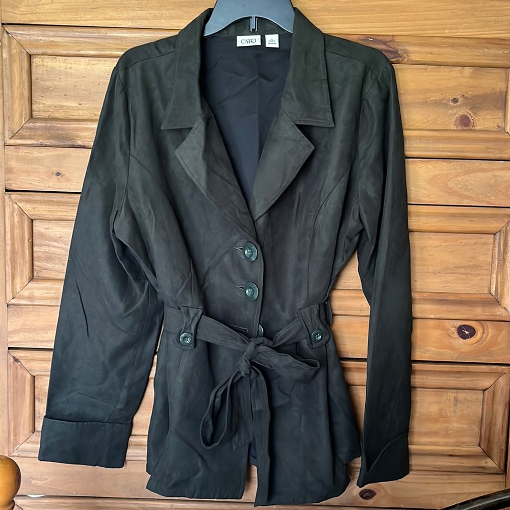 Olive Green XL belted Cato dress jacket.